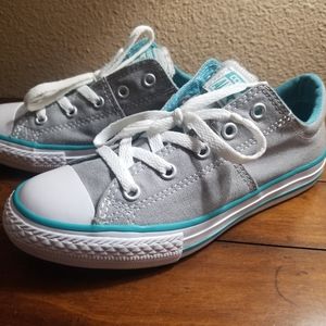 Bluish Teal & Grey Converse. Size 2Y.